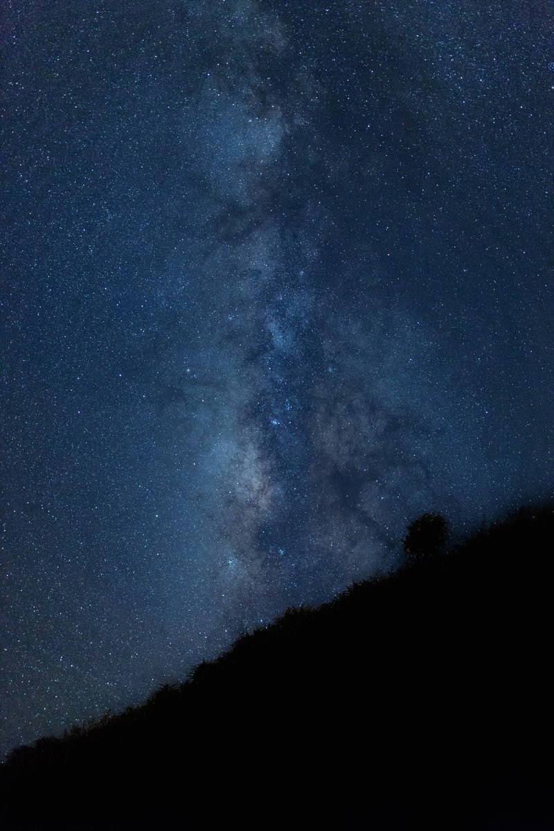 夜空を縦に横切る天の川と満天の星