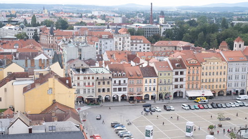 チェスケー・ブジェヴィツェの広場と街並み（ブドヴァル）