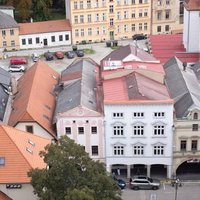 模型のような建物が連なるチェコ・ブドヴァルの街並みの写真
