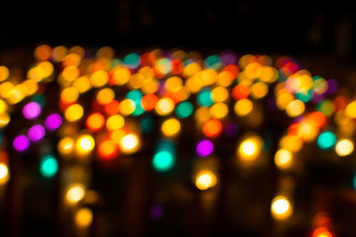 オレンジと黄色の暖色系丸ボケライトアップ