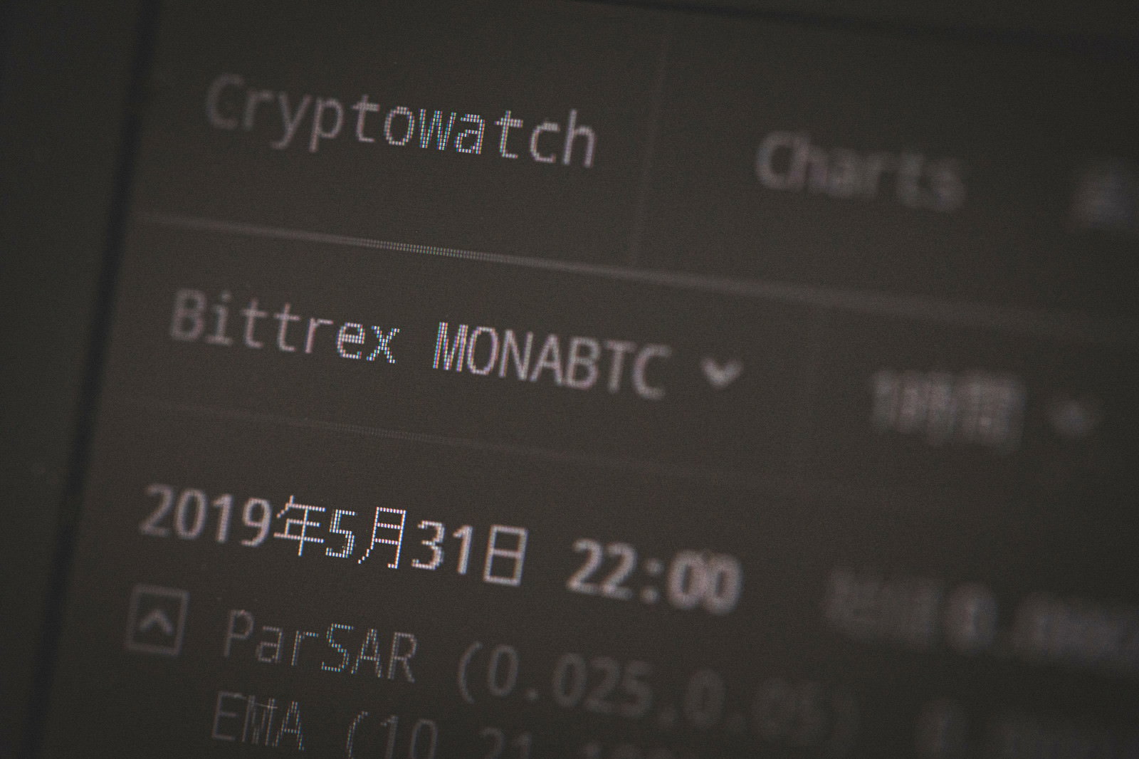 CryptoWatchのMONABTC取引チャート画面