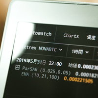 パソコン画面でMONA/BTCのチャートをリアルタイムチェックの写真