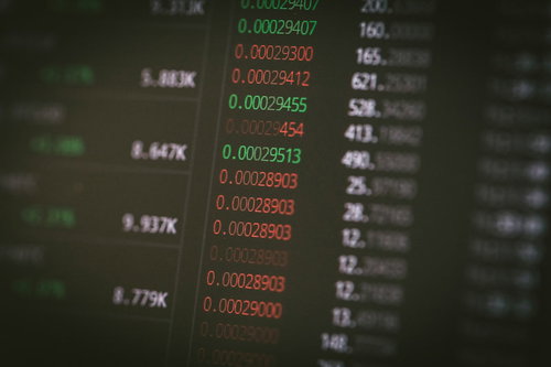 株式トレード画面に表示される板情報と値動きの数値