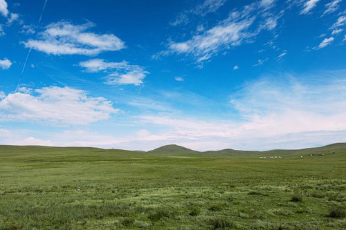 青空と草原が広がるモンゴルの絶景