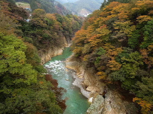 色づきはじめる吾妻渓谷の秋景色～紅葉と清流