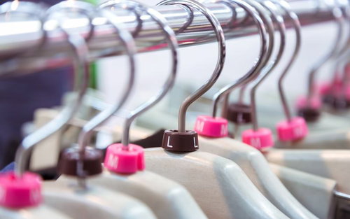 ハンガーにかかった「L」サイズのタグが見える洋服