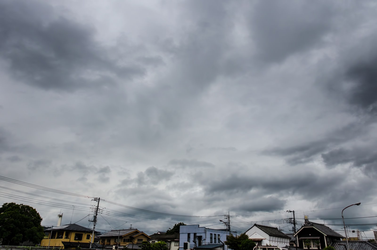 曇り空の下の住宅地の民家