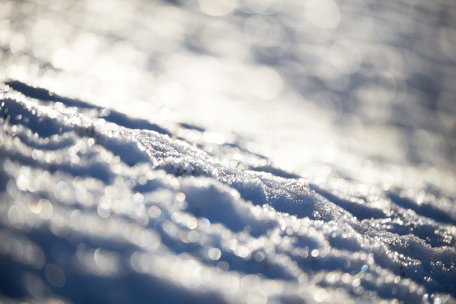 冬の雪面と反射する光の粒
