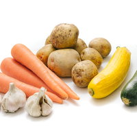 おいしかぁ～便のじゃがいも、にんじん、にんにく、ズッキーニの写真