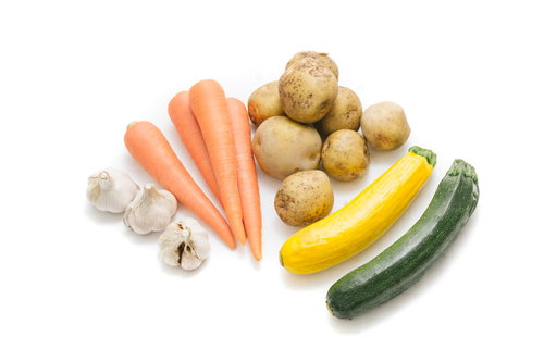 大刀洗野菜の採れたて根菜とズッキーニ