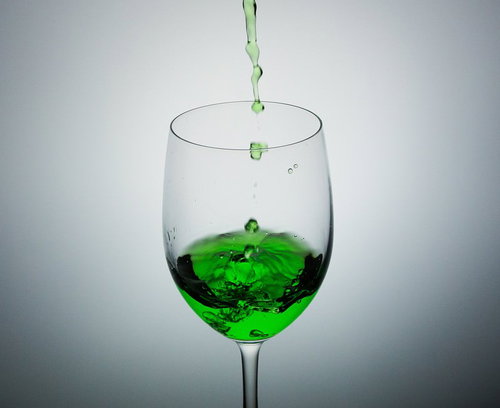 Green liquid in a glass