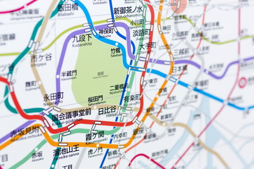 皇居周辺の東京メトロ路線図
