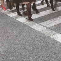 横断歩道を歩く人々の足元の写真