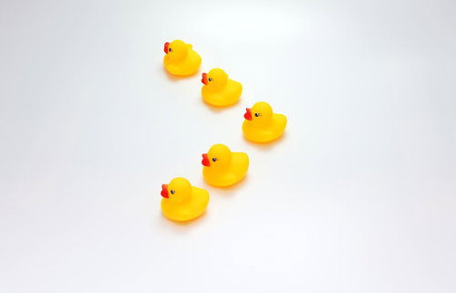 パワーレイズ陣形で斜めに並ぶあひるちゃん