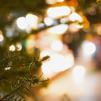 夜のライトアップをぼかした光の背景の写真
