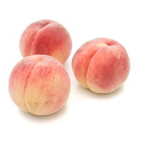 白背景に並ぶまんまるの桃の写真