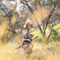 槍を構える武将（枯れ野・落葉期）の写真