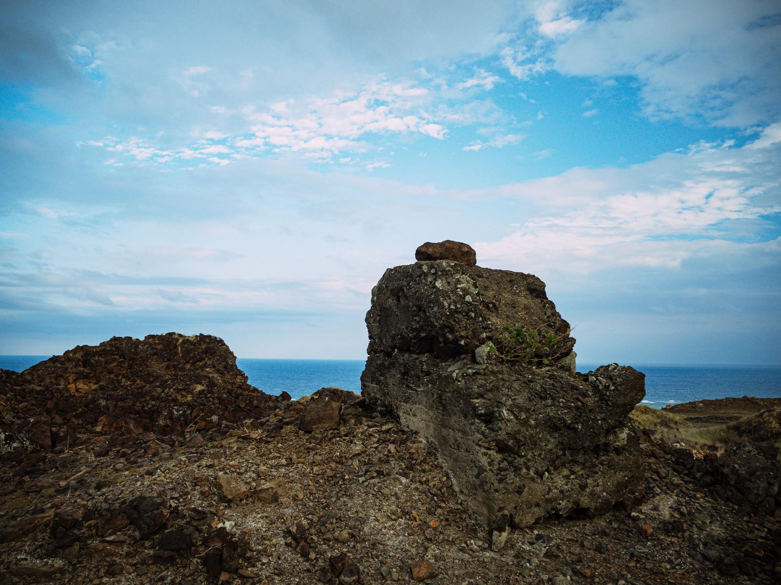 Large boulder on rocky coast of Iwo Jima