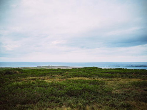 硫黄島の海辺草原と米軍IWOパブから観た釜岩