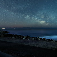 ひろの防災緑地から見た銀河系と星雲・満天の星空の写真