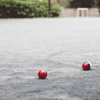 近くの公園にポケットサイズの紅白ボールが！の写真