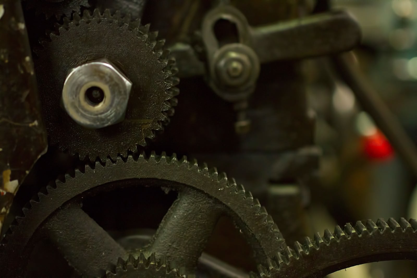 旋盤の歯車とギアの組み合わせ