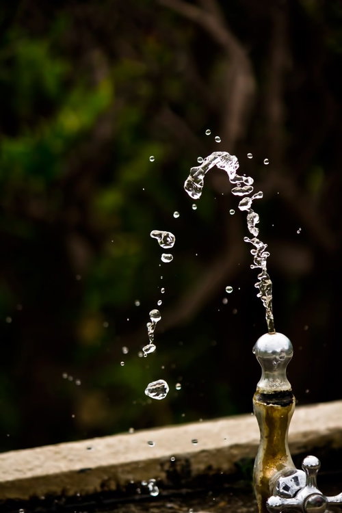 公園の水飲み場から噴き出す水