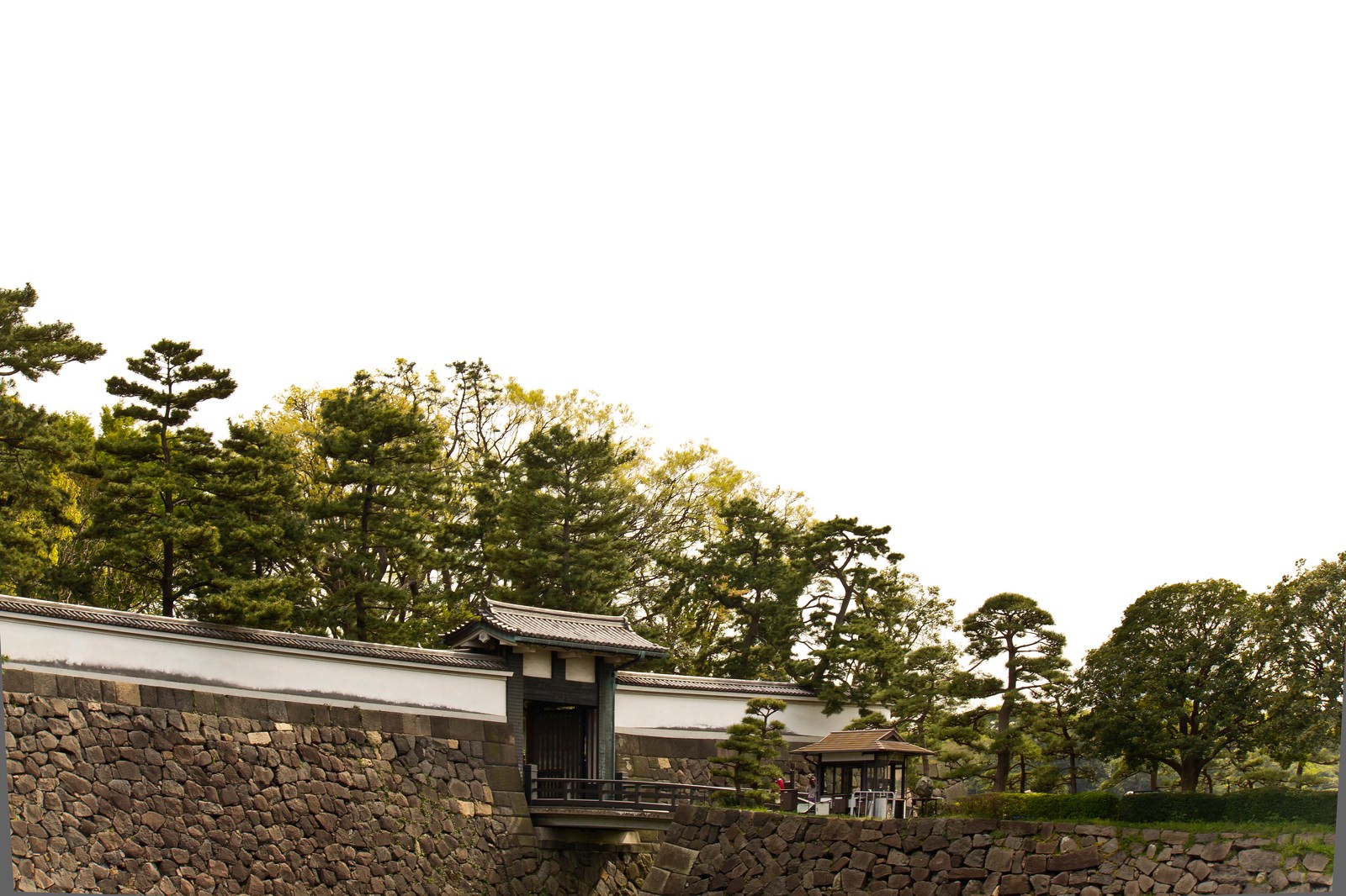 石垣の上に建つ皇居の門と松