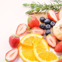 白背景に並ぶガーベラ5輪の写真