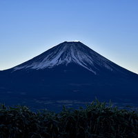 静寂のダイヤモンド富士が浮かぶ竜ヶ岳の夜明けの写真