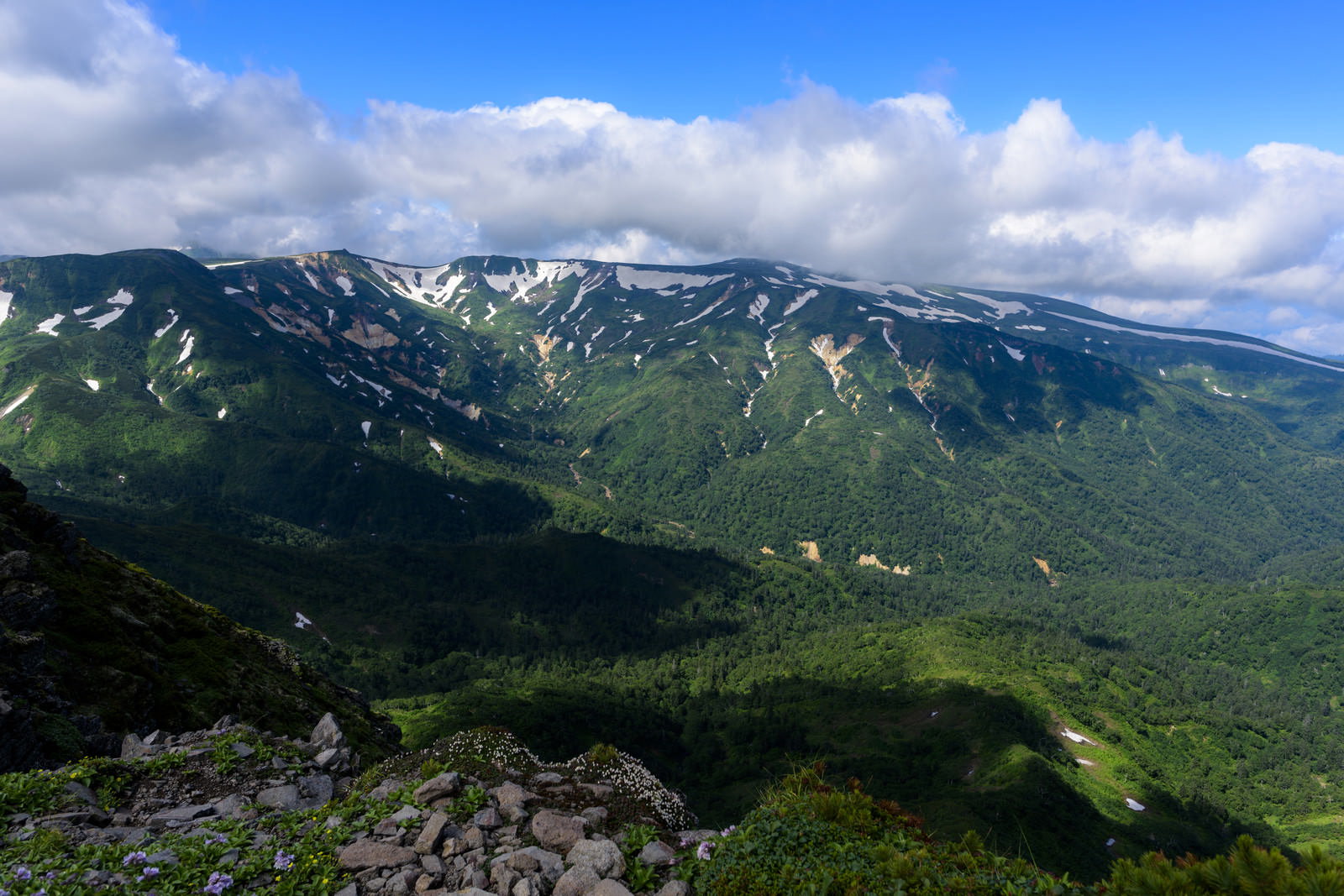 大雪山系化雲岳の稜線とトムラウシ山