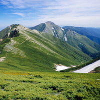 表銀座登山道から眺める日本百名山・常念岳方面の写真