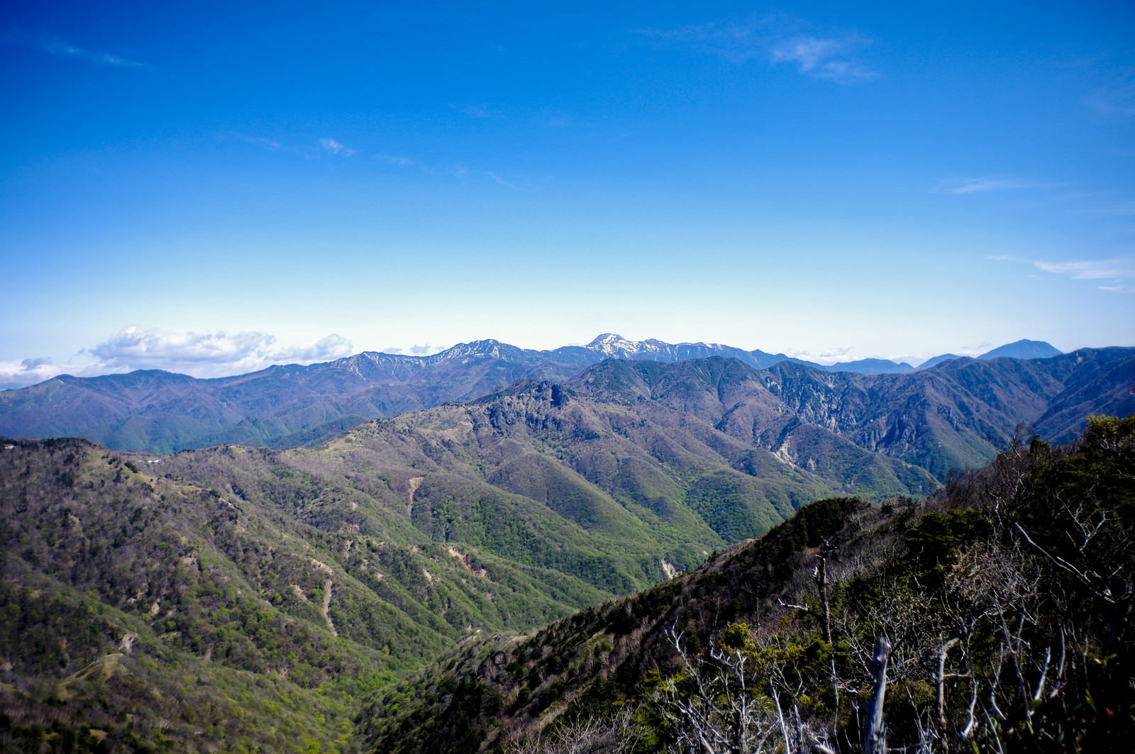 青空の下に広がる皇海山を中心とした足尾の山深い山並み