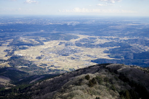 筑波山の山頂から見る麓の関東平野の景色と雲海