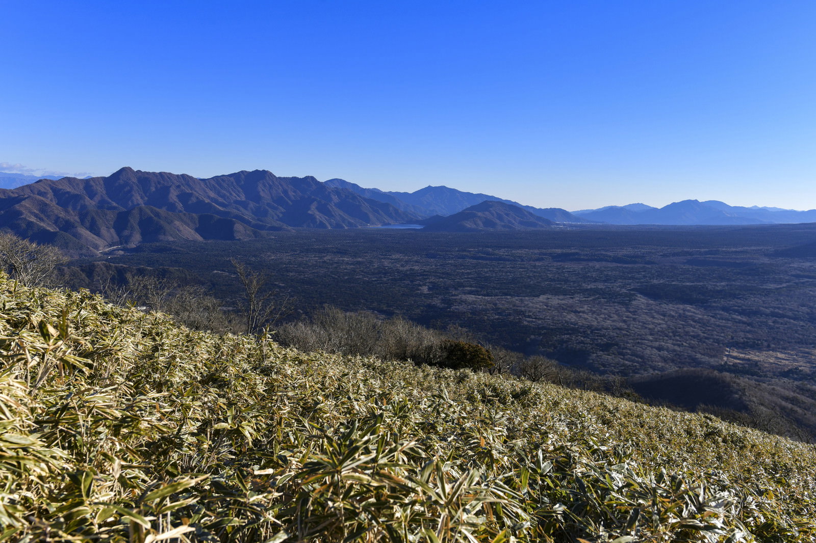 竜ヶ岳から眺める富士外輪の山々と青空の風景
