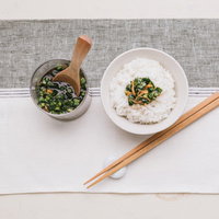 万能ニラ醤油があればご飯がススム朝食の準備完了の写真