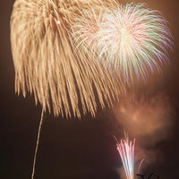 浅川町の打ち上げ花火大会で夜空に咲く二尺玉の写真