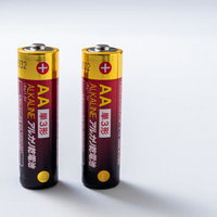 アルカリ乾電池の単三電池2本セットが並んでいるの写真