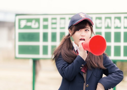 部員に喝を入れる憧れの女子マネージャー（野球部）