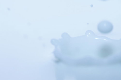 白い面の上に置かれた半透明の青いゼリー状の物体の俯瞰写真