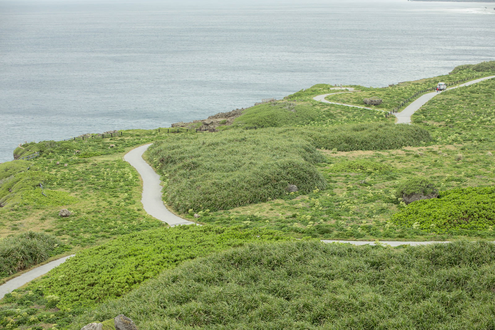宮古島・東平安名崎岬を蛇行する遊歩道