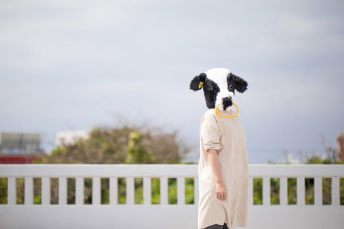 声をかけたら睨みつけられた牛の着ぐるみを着た人物
