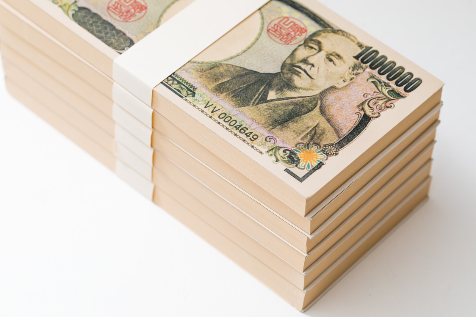 Bundle of 1 million yen in counterfeit bills bound with a band