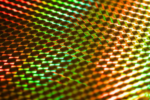 光沢のあるホログラムシートの接写