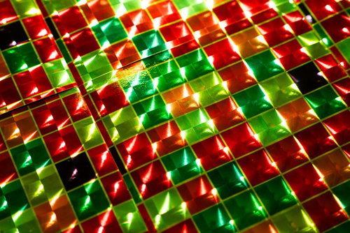 赤と緑に光るホログラムシート