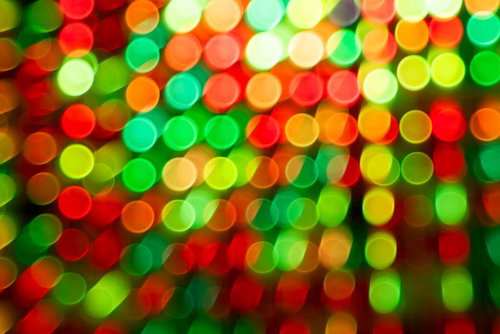 モザイクのようなカラフルな光のボケの写真