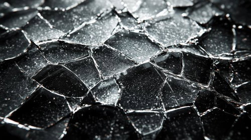 ガラス破片が作り出す幾何学模様と光の輝き