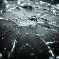 細部に広がる黒いガラスのひび割れとクラックの写真