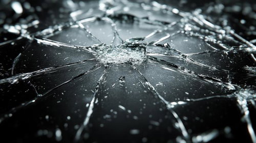 細部に広がる黒いガラスのひび割れとクラック