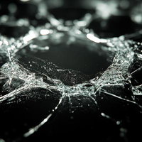 黒い背景に広がる割れたガラスのディテールの写真